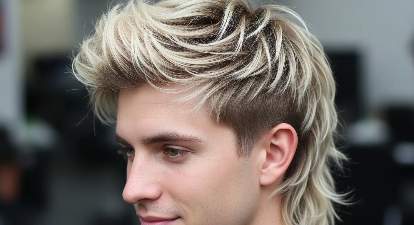 Light Blonde Wolf Mullet Look