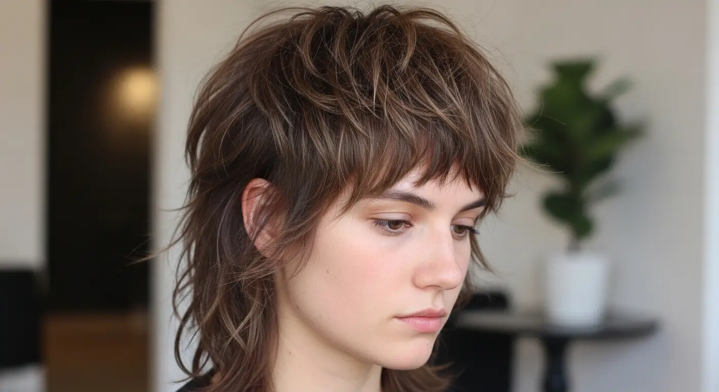 Choppy shaggy mullet style