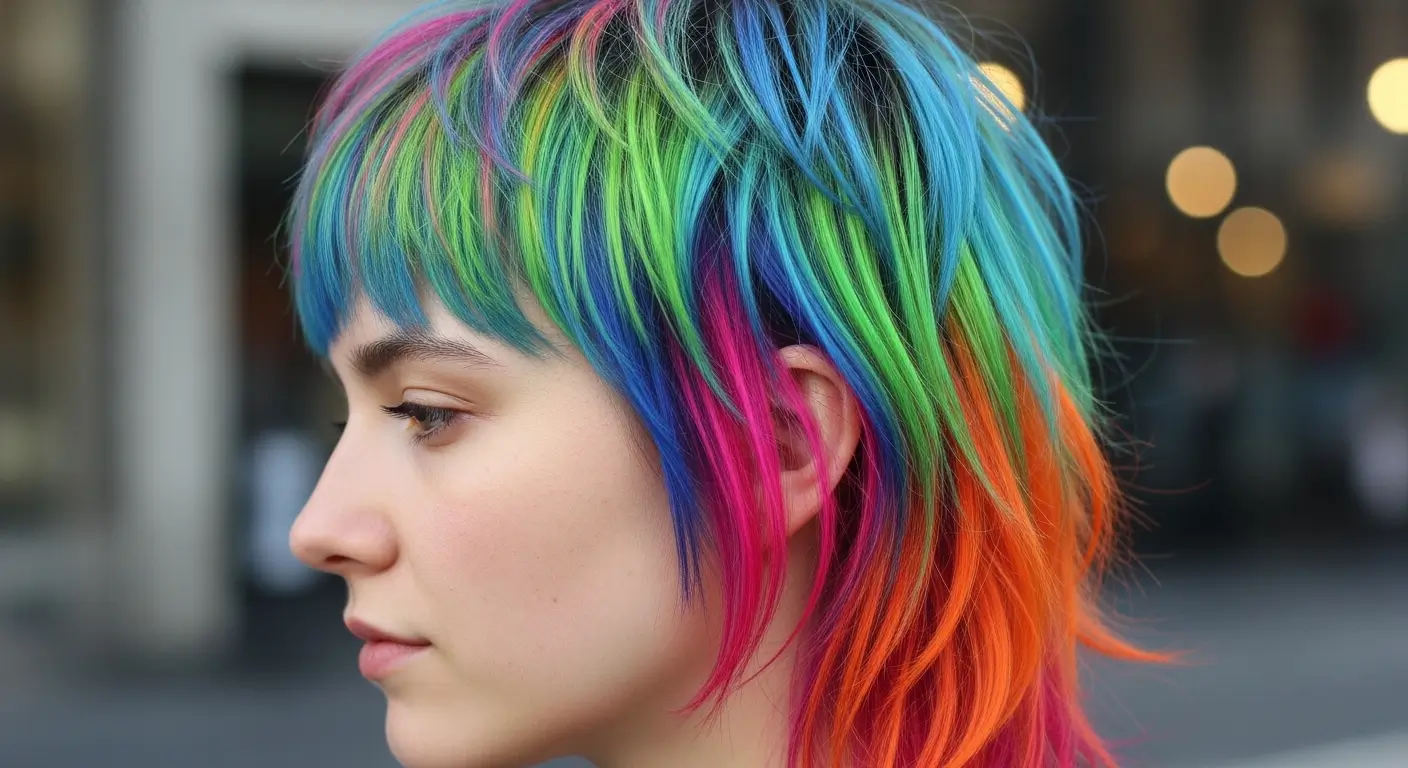 Dyed shaggy mullet style