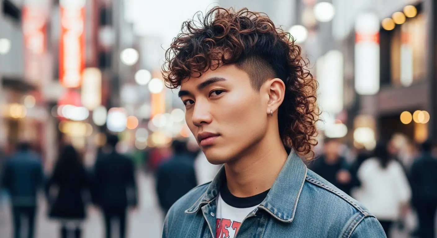 Modern Curly Asian Mullet