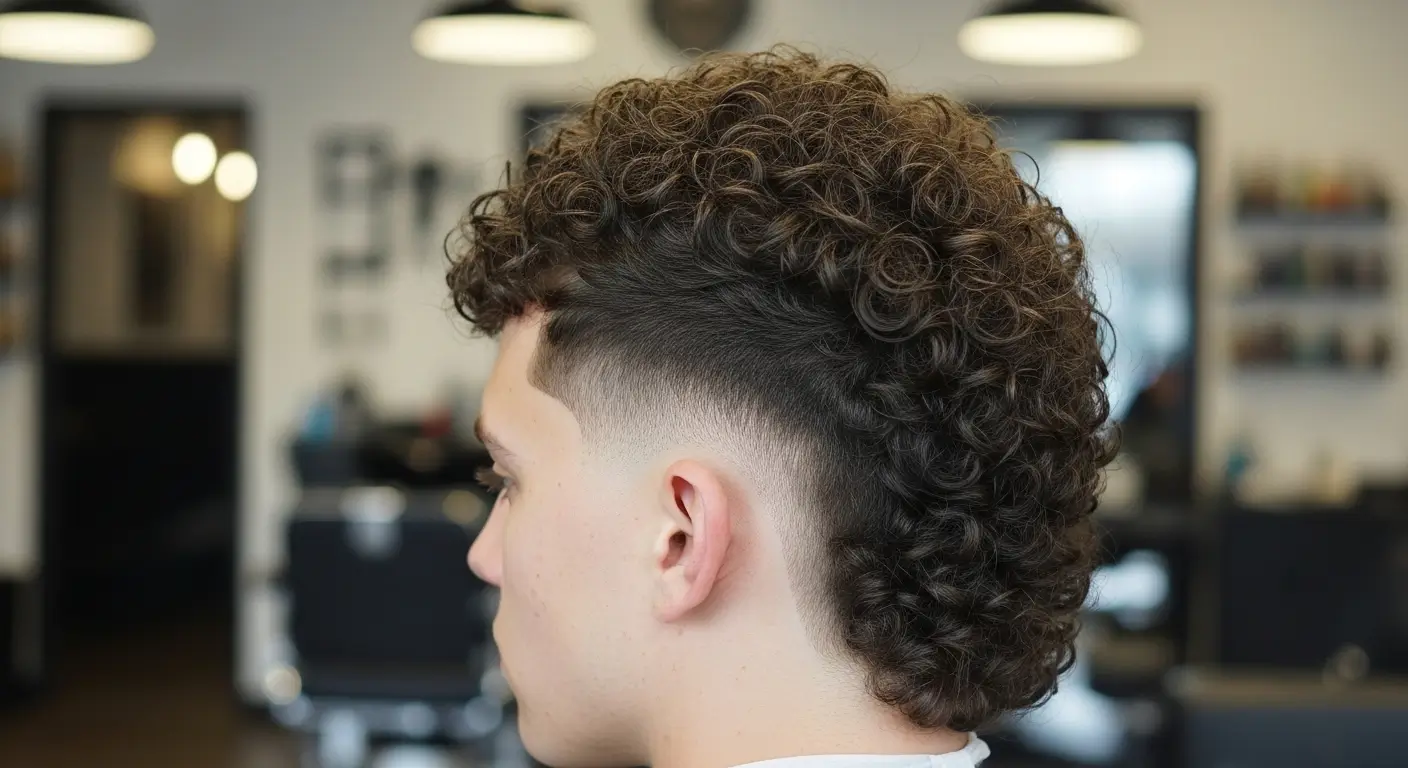 Curly layered mullet cut