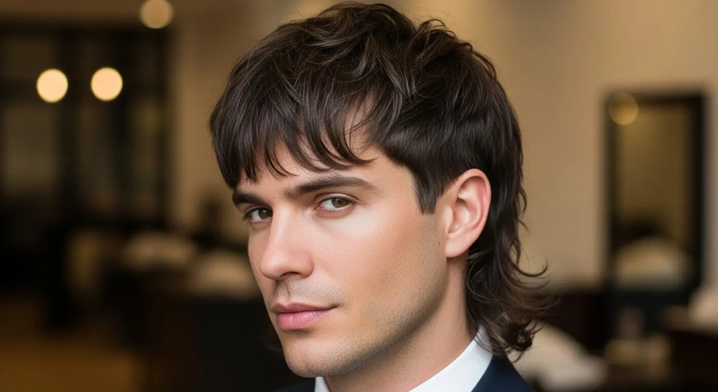 Soft Curtain Bang Mullet Look