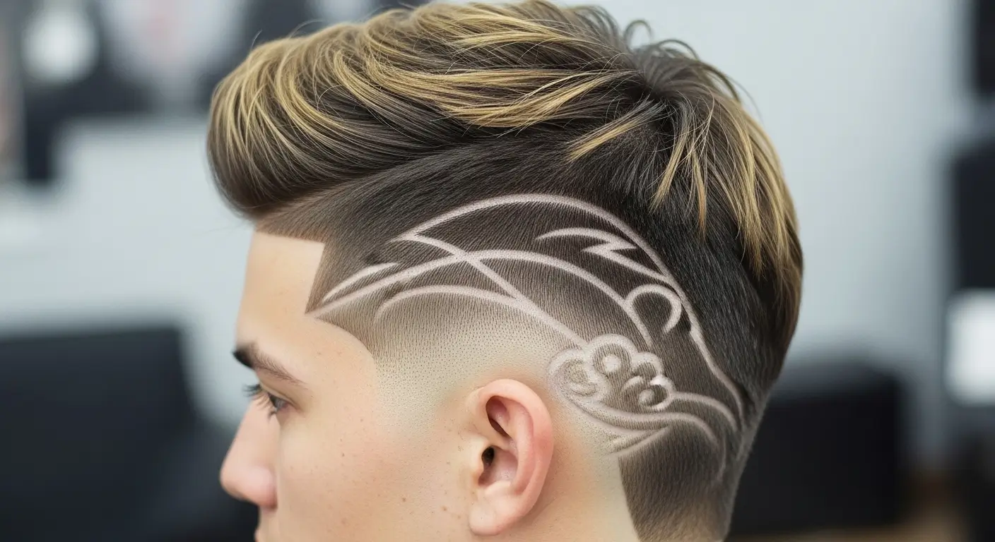 Fade Design Mullet Haircut Men