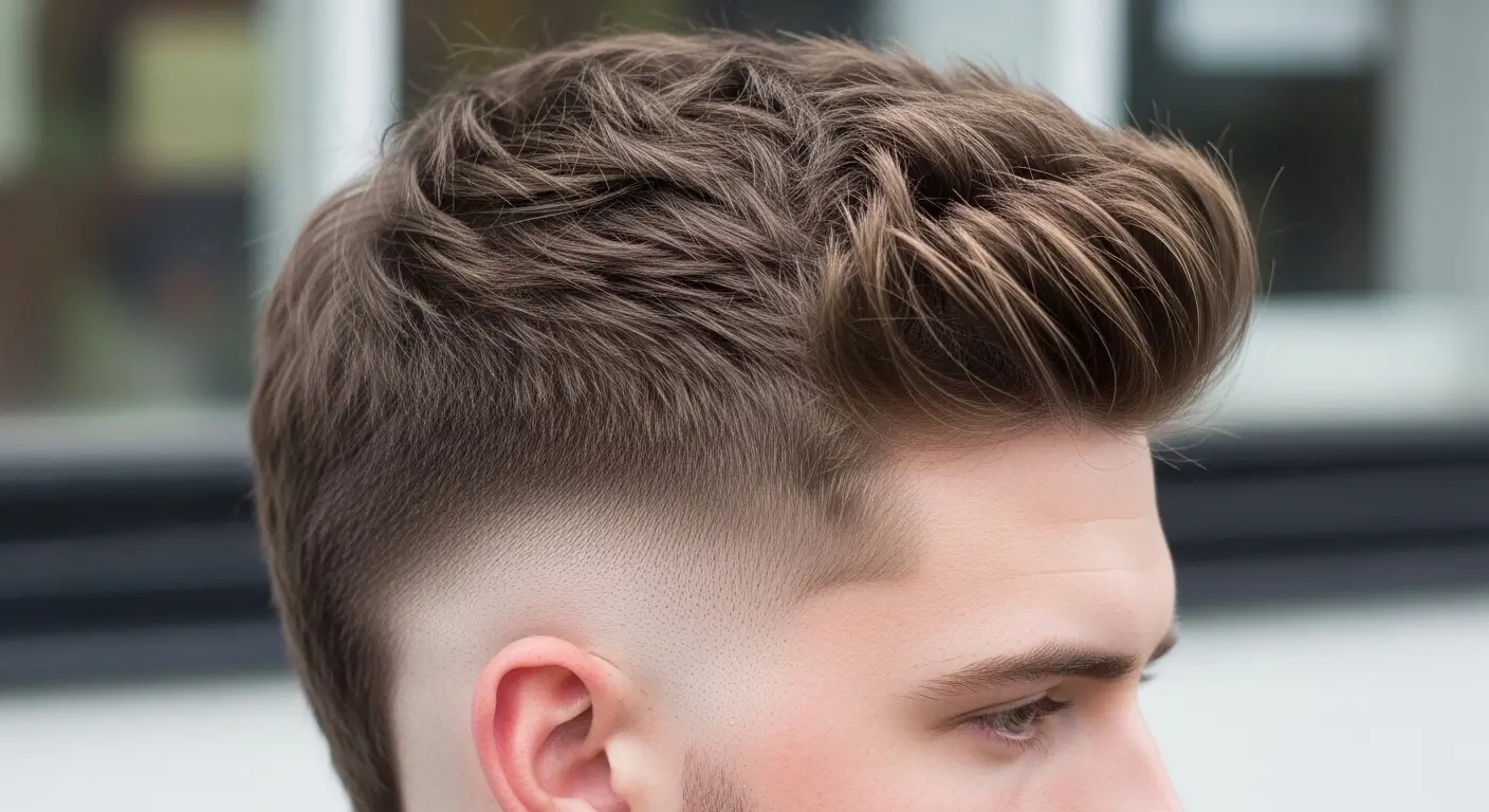 Sharp high fade textured mullet