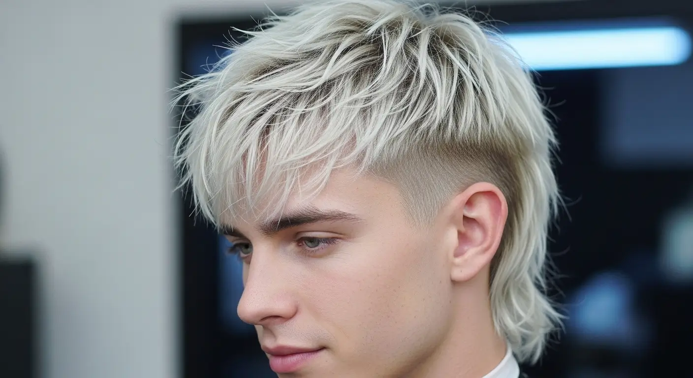 Icy Blonde Textured Mullet Cut