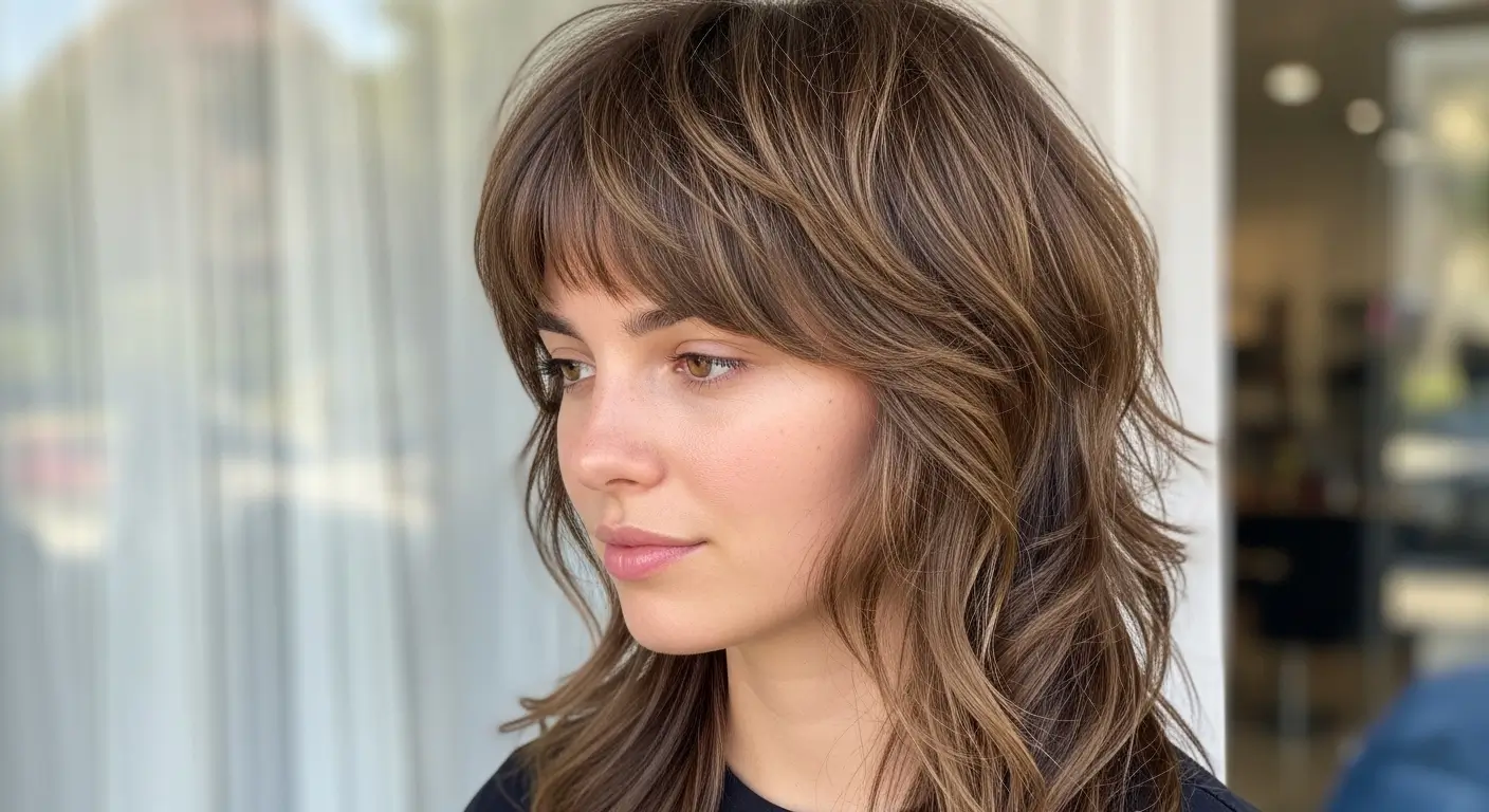 Flowing layered shag mullet