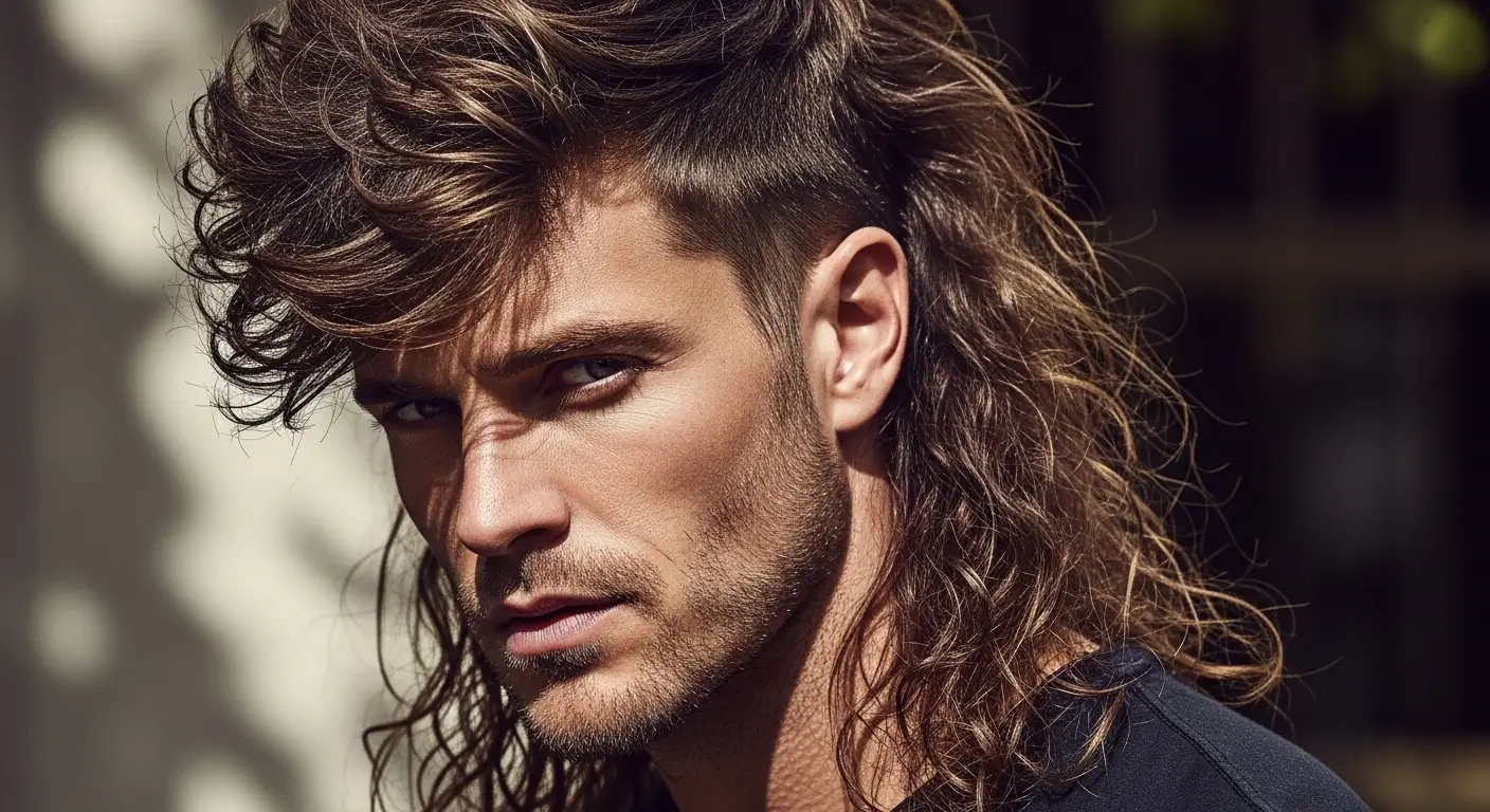 Layered long mullet style
