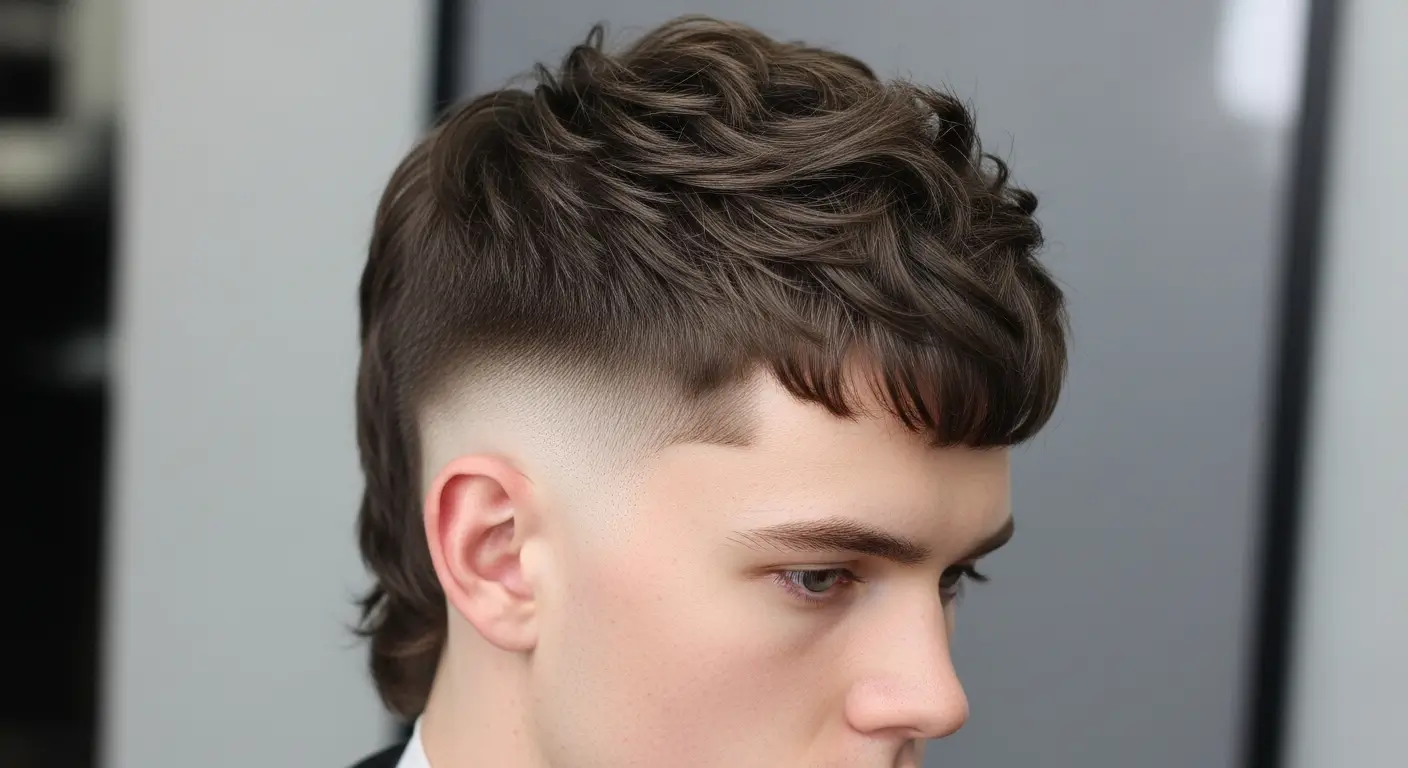 Clean low fade mullet style