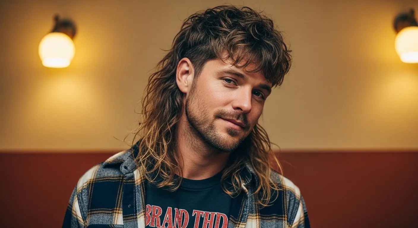 Tousled shaggy mullet look