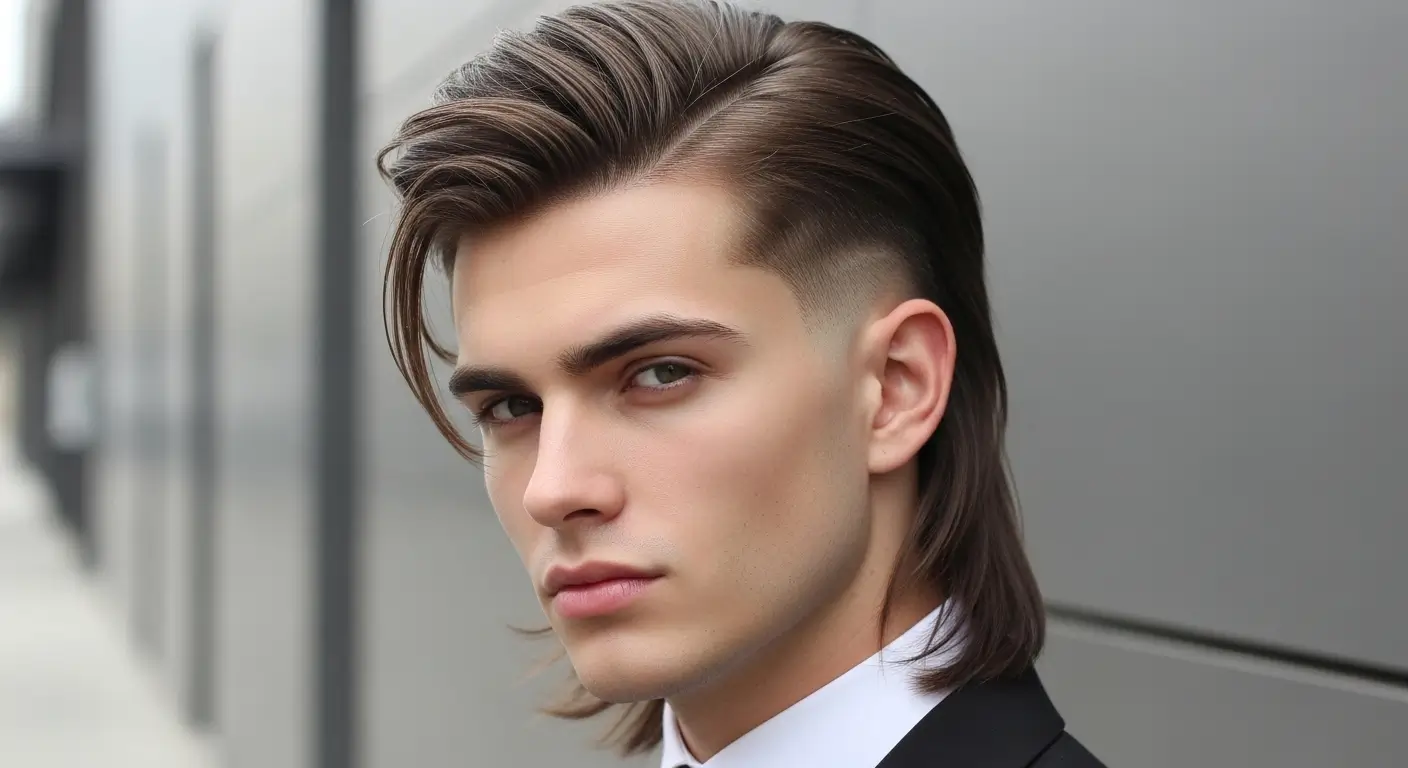 Sleek Straight Wolf Mullet look