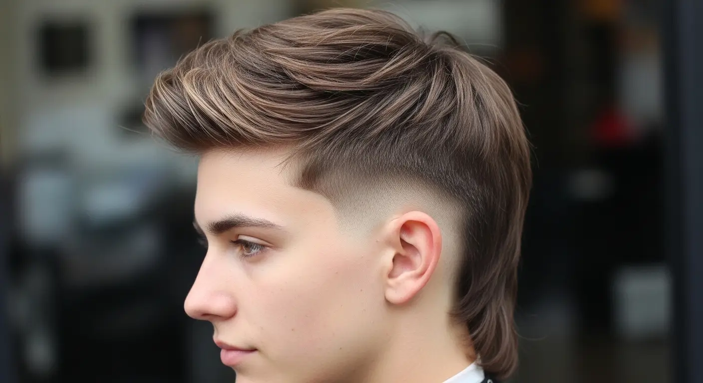 Textured mullet with taper fade