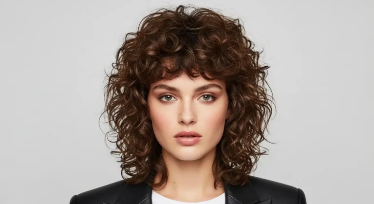 Natural curls in mullet style for women